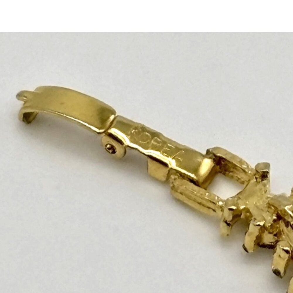 Vintage Gold Tone Metal and Faux Sapphire Faux Diamond Tennis Style Bracelet 80s - Picture 12 of 13